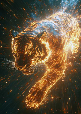 Fiery Tiger in Cosmic Space