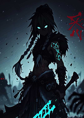 Warrior Woman with Glowing Sword