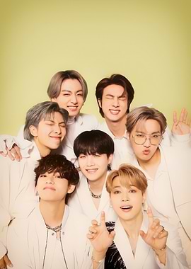 BTS Group Portrait on Yellow Background