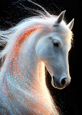 Sparkling White Horse Portrait