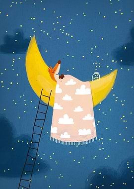 Fox Sleeping on the Moon