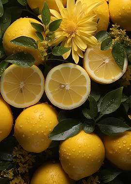 Fresh Lemons and Flowers