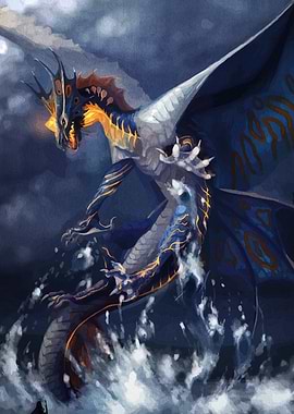 Dragon emerging from the sea