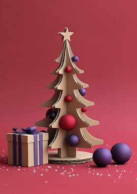 Cardboard Christmas Tree with Gifts