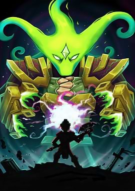 Hero vs. Stone Golem with Green Energy