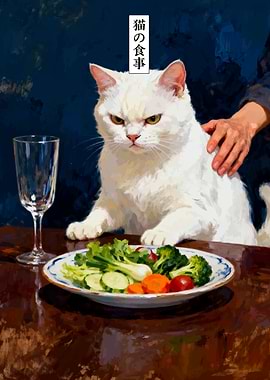 Grumpy Cat with Salad