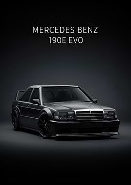 black Mercedes Benz 190E EVO Car poster