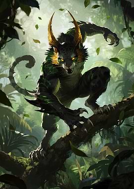 Horned Feline Creature in Jungle