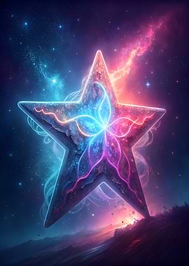 Cosmic Star with Neon Accents