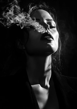 Monochrome Woman Smoking