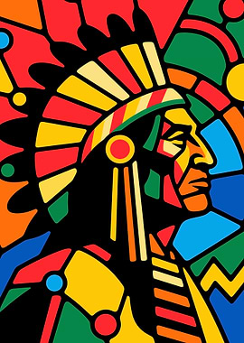 Native American Chief Colorful Art