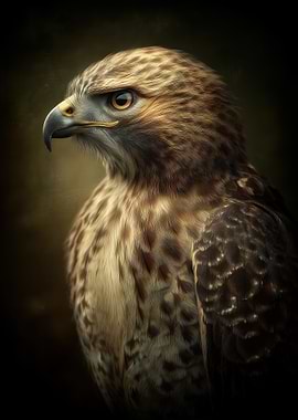 Detailed Portrait of a Brown Hawk