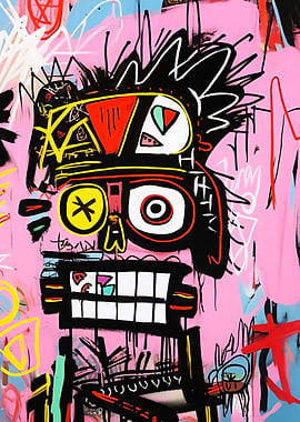 Abstract Portrait with Pink Background