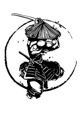 Monochrome Samurai Warrior Illustration