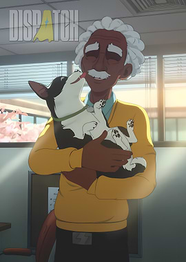 Man and Dog Cartoon Illustration