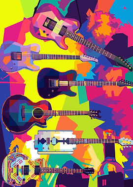 Colorful Guitars Pop Art