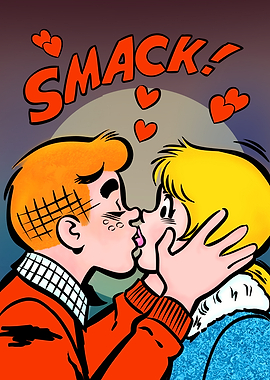 Archie and Betty Kissing Comic Style
