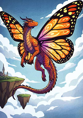 Butterfly-winged Dragon in the Sky