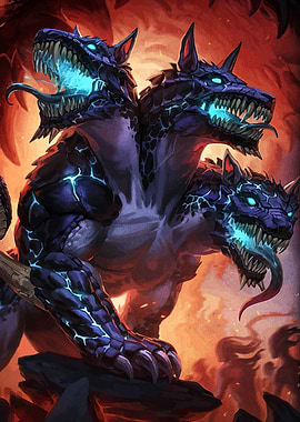 Three-Headed Dog Monster Illustration