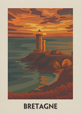 Bretagne Lighthouse Sunset