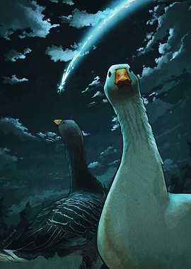 Geese Watching a Shooting Star