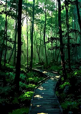 Forest Path Digital Art