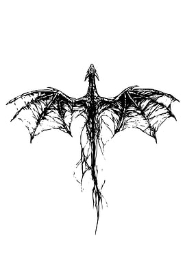 Dragon Black and White Illustration