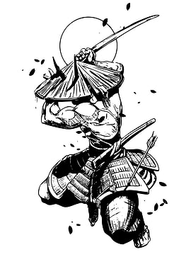 Samurai Warrior Ink Illustration