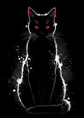 Black Cat with Red Eyes