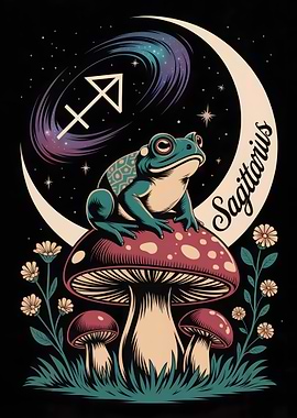 Sagittarius Frog on Mushroom