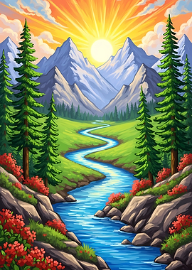 Mountain River Landscape