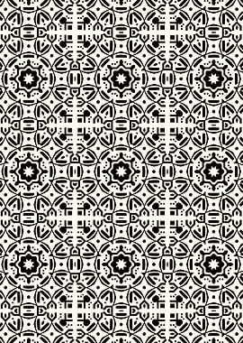 8-Pointed Star Round Folk Art Pattern