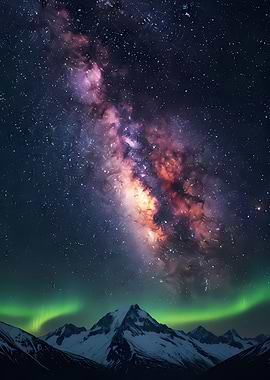 Milky Way over Snowy Mountains