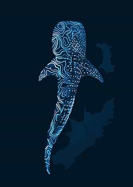 Whale Shark Topographic Art