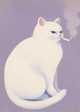 Smoking Cat Art