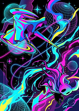 Hollow Knight Neon Space Art