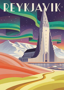 Reykjavik Iceland Travel Poster