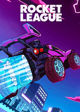 Rocket League Car Flying Over City