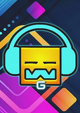 Geometry Dash Cube with Headphones
