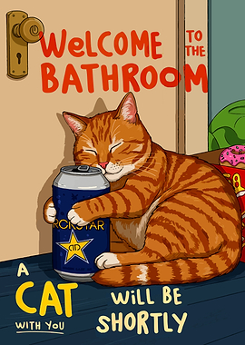 Welcome Bathroom Cat