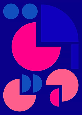Geometric Shapes in Blue and Pink