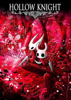 Hollow Knight characters in red forest