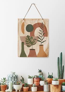 Abstract Plant Art Wall Hanging