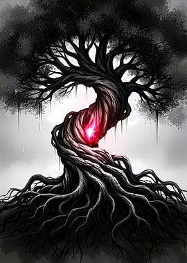Twisted Tree with Glowing Core