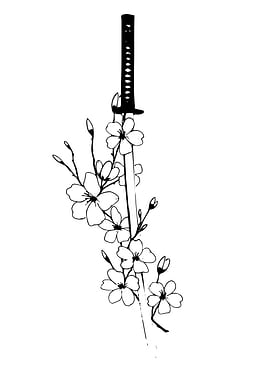 Katana and Cherry Blossoms