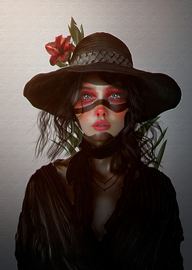 Woman with Hat and Face Paint