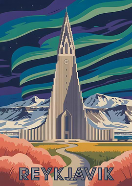 Reykjavik Iceland Travel Poster