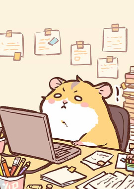 Overworked Hamster at Desk