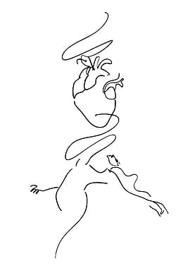 Abstract Heart and Figure Line Art