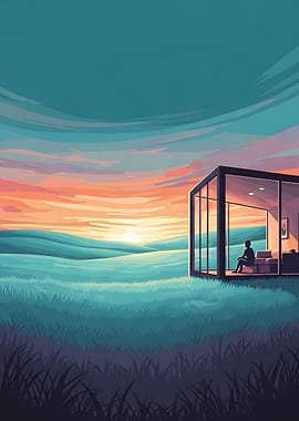 Modern House at Sunset